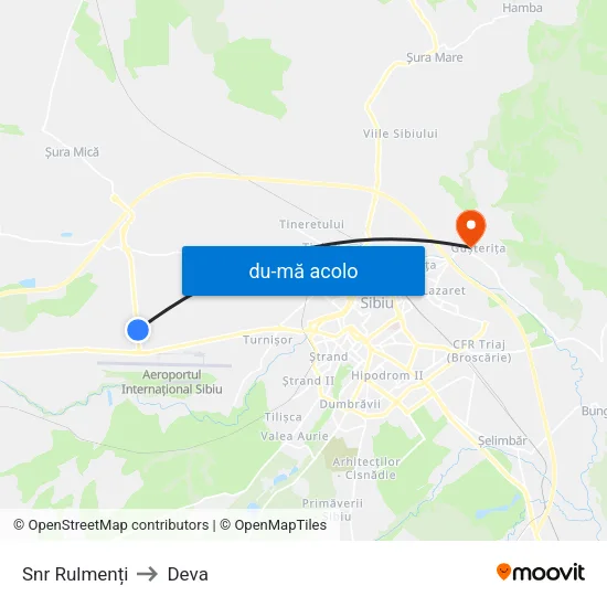 Harta de Snr Rulmenți către Deva