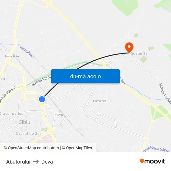 Harta de Abatorului către Deva