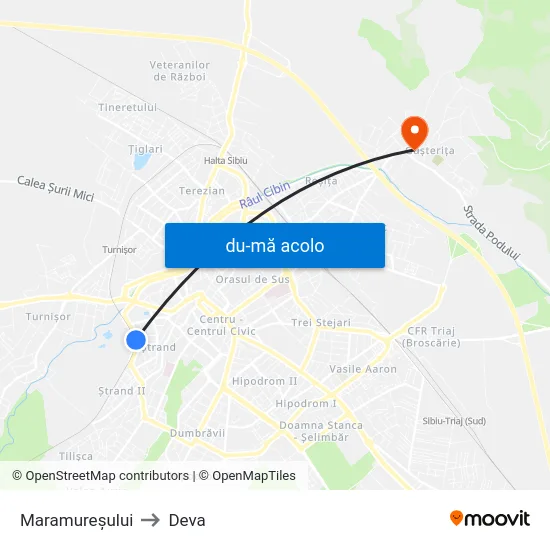 Harta de Maramureșului către Deva