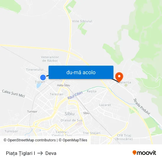 Harta de Piața Țiglari I către Deva