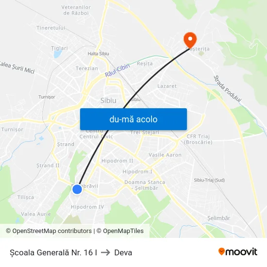 Harta de Școala Generală Nr. 16 I către Deva