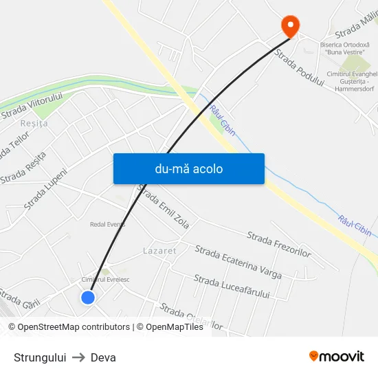 Harta de Strungului către Deva