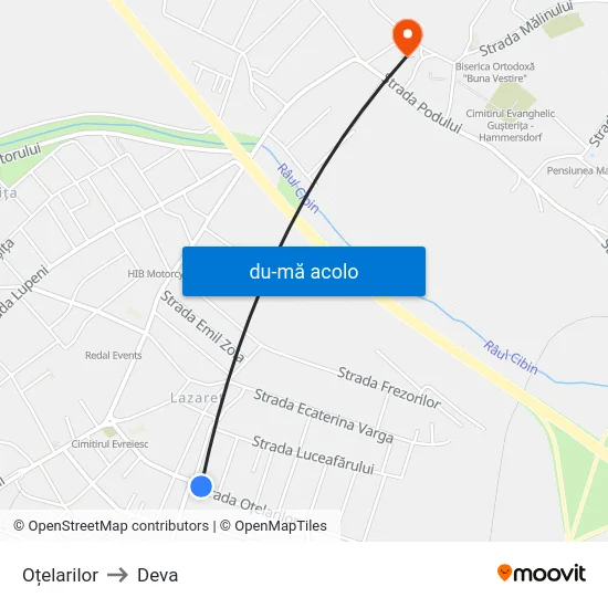 Harta de Oțelarilor către Deva