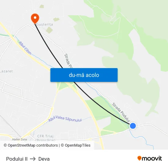 Harta de Podului II către Deva