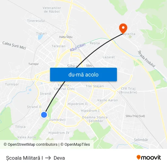 Harta de Școala Militară I către Deva