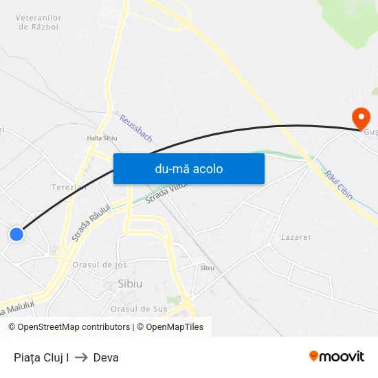 Harta de Piața Cluj I către Deva