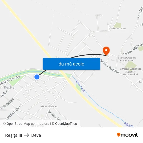 Harta de Reșița III către Deva