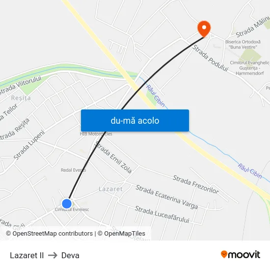 Harta de Lazaret II către Deva