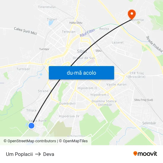 Harta de Um Poplacii către Deva