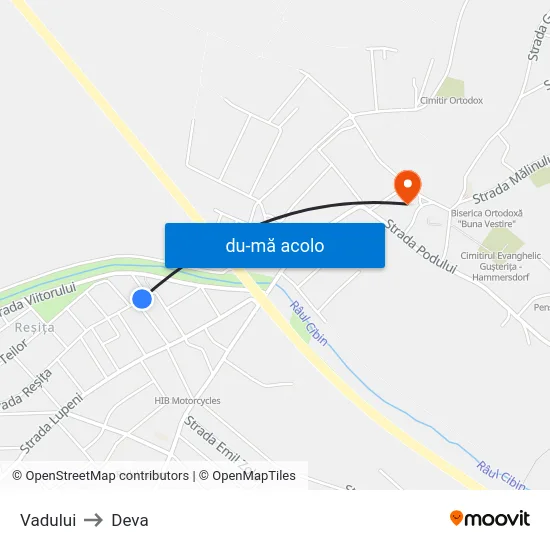 Harta de Vadului către Deva