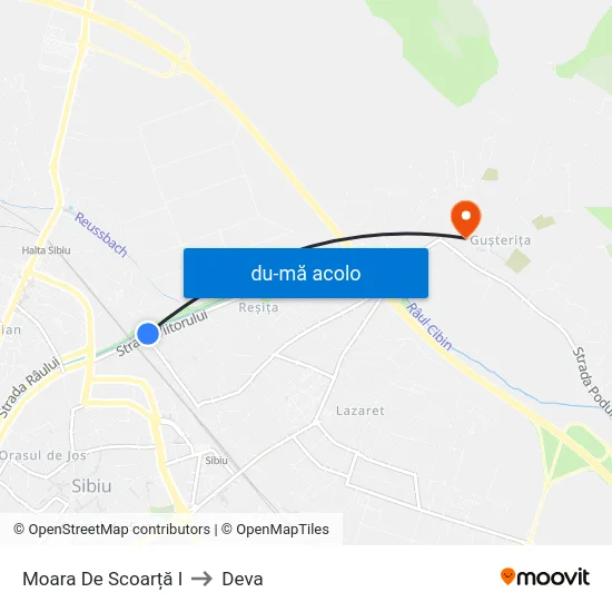 Harta de Moara De Scoarță I către Deva