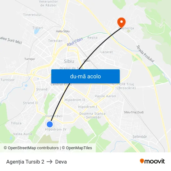 Harta de Agenția Tursib 2 către Deva