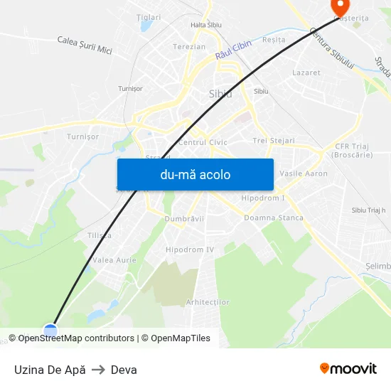 Harta de Uzina De Apă către Deva