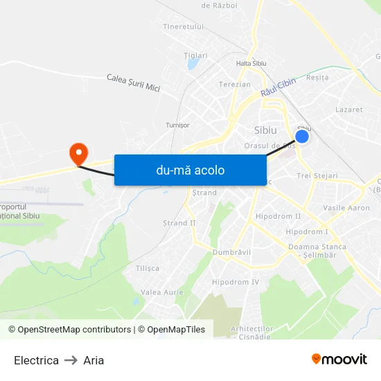 Harta de Electrica către Aria