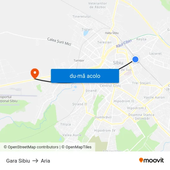 Harta de Gara Sibiu către Aria