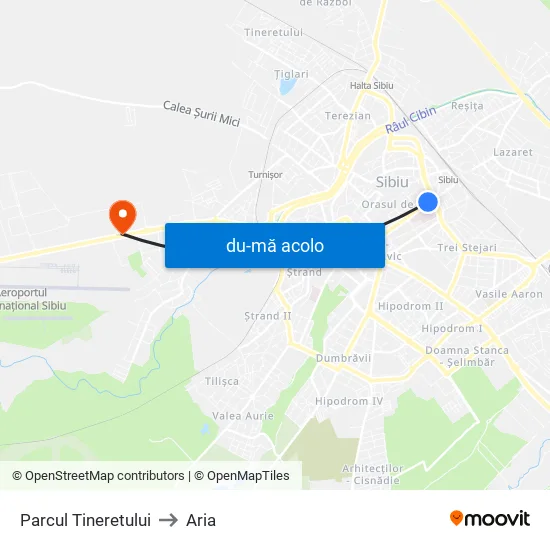 Harta de Parcul Tineretului către Aria