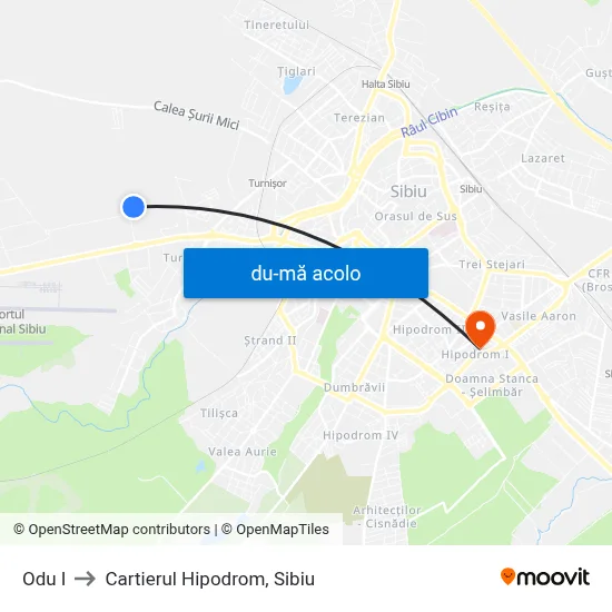 Harta de Odu I către Cartierul Hipodrom, Sibiu