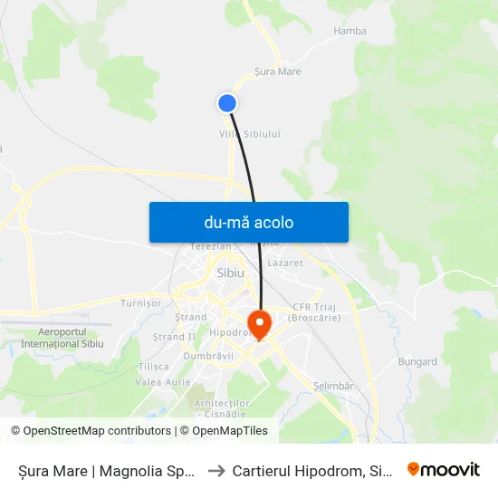 Harta de Șura Mare | Magnolia Sport către Cartierul Hipodrom, Sibiu