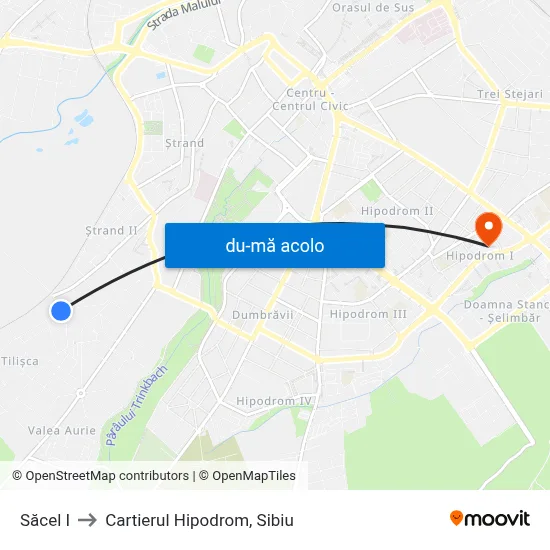 Harta de Săcel I către Cartierul Hipodrom, Sibiu