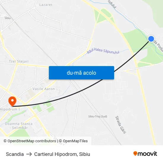 Harta de Scandia către Cartierul Hipodrom, Sibiu