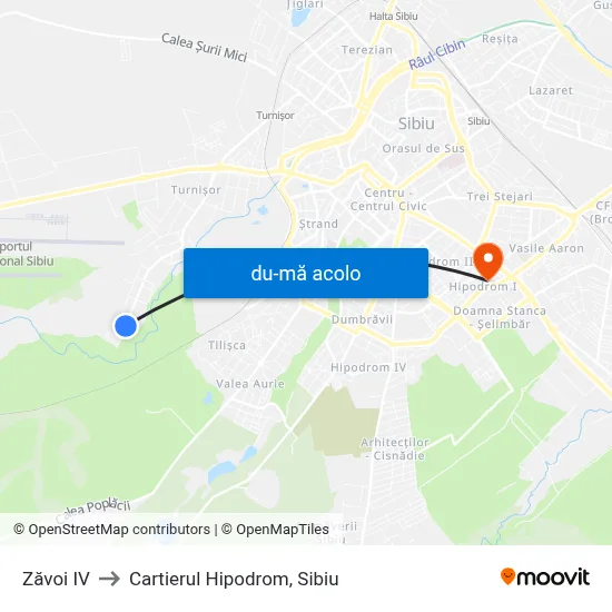 Harta de Zăvoi IV către Cartierul Hipodrom, Sibiu