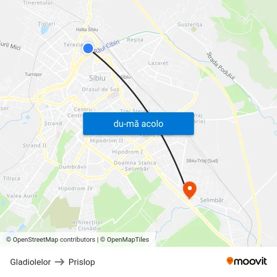 Harta de Gladiolelor către Prislop