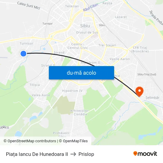 Harta de Piața Iancu De Hunedoara II către Prislop