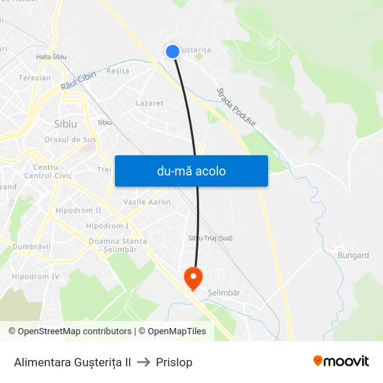 Harta de Alimentara Gușterița II către Prislop