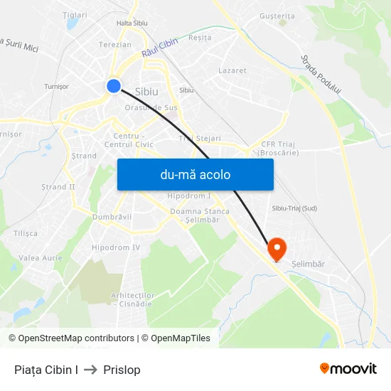 Harta de Piața Cibin I către Prislop