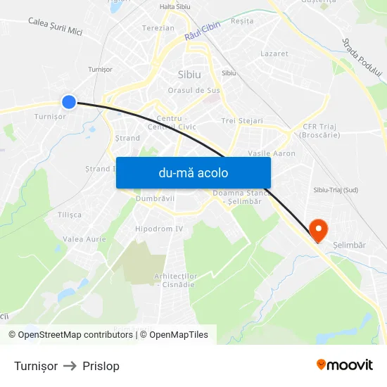 Harta de Turnișor către Prislop