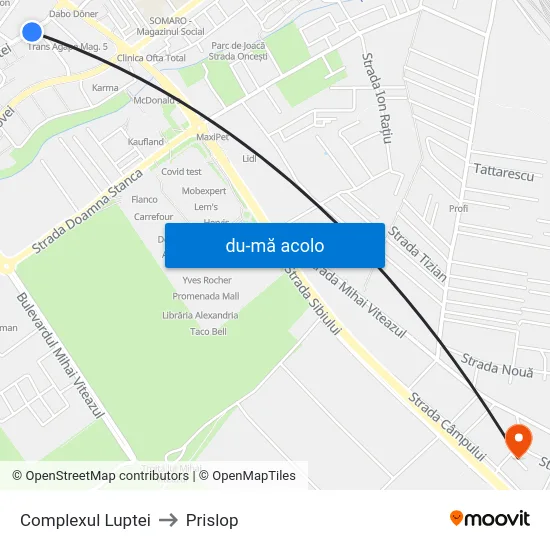 Harta de Complexul Luptei către Prislop