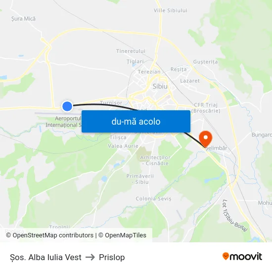 Harta de Șos. Alba Iulia Vest către Prislop