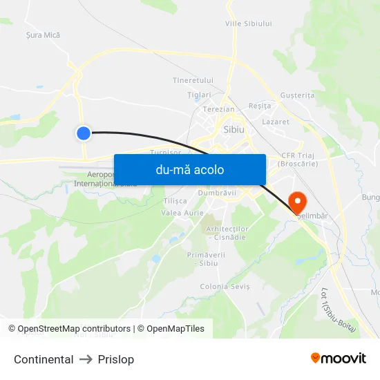 Harta de Continental către Prislop