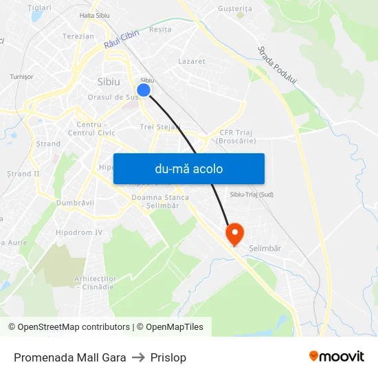 Harta de Promenada Mall Gara către Prislop