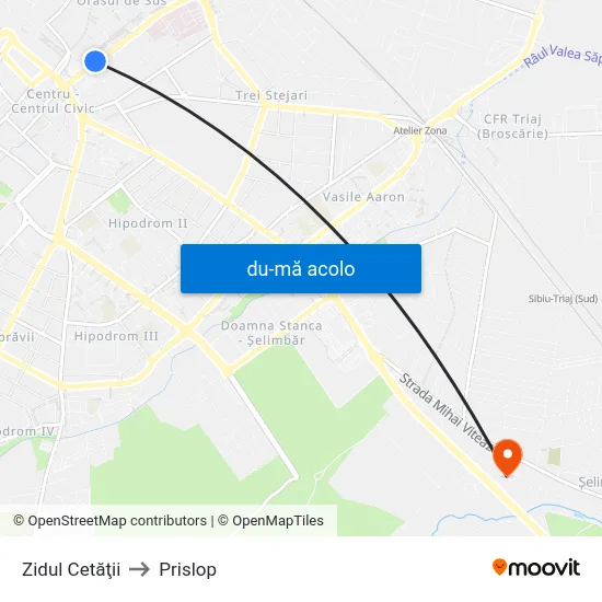 Harta de Zidul Cetăţii către Prislop