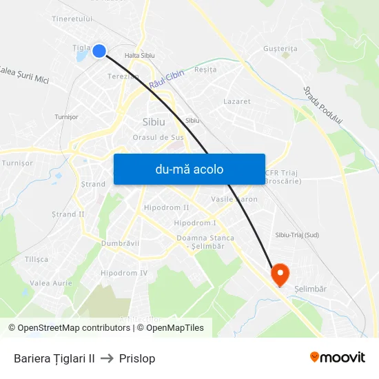 Harta de Bariera Țiglari II către Prislop