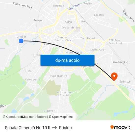 Harta de Școala Generală Nr. 10 II către Prislop