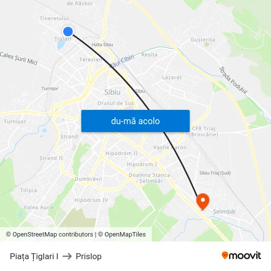 Harta de Piața Țiglari I către Prislop