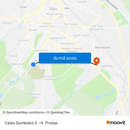 Harta de Calea Dumbrăvii II către Prislop