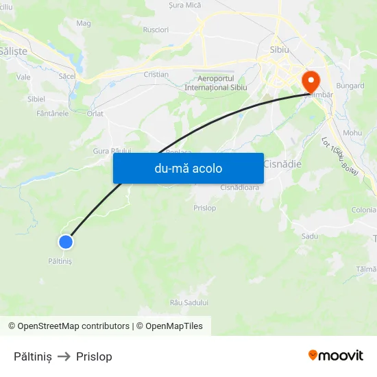 Harta de Păltiniș către Prislop