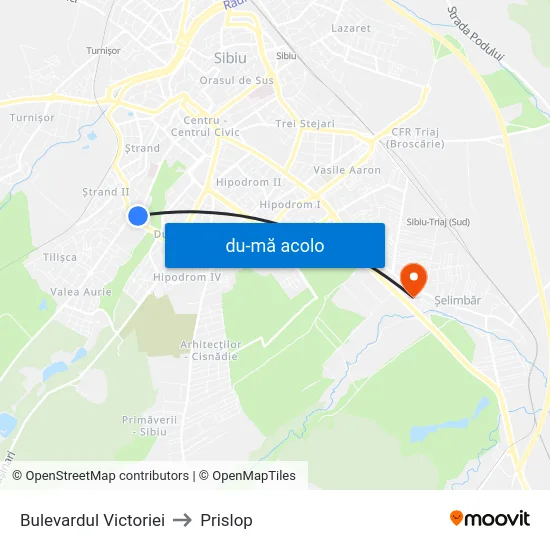 Harta de Bulevardul Victoriei către Prislop