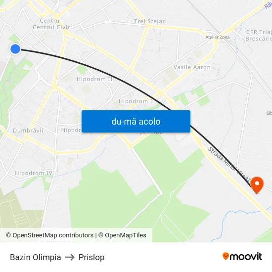 Harta de Bazin Olimpia către Prislop