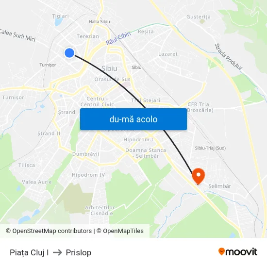 Harta de Piața Cluj I către Prislop