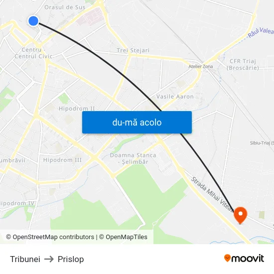 Harta de Tribunei către Prislop