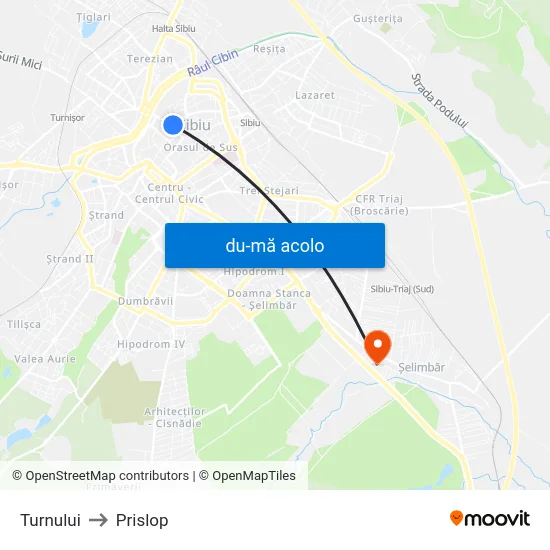 Harta de Turnului către Prislop