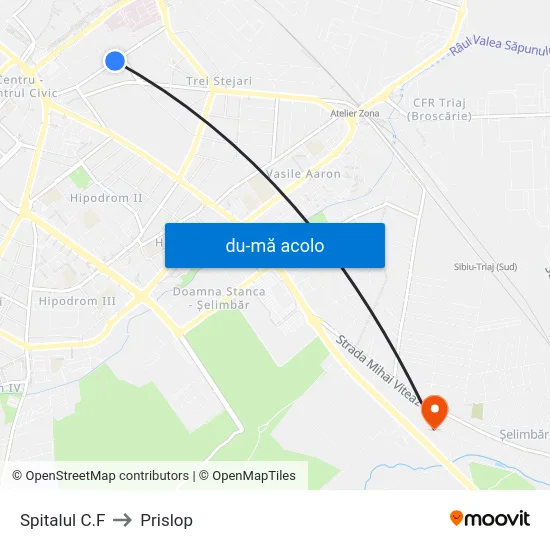 Harta de Spitalul C.F către Prislop