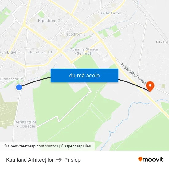 Harta de Kaufland Arhitecților către Prislop