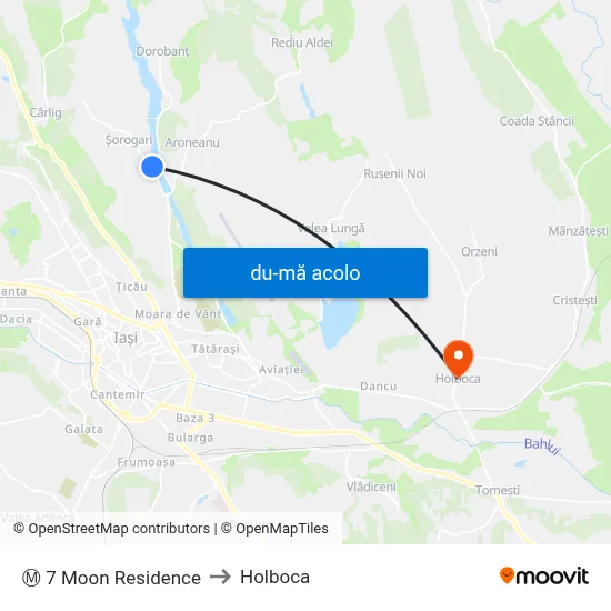 Harta de Ⓜ 7 Moon Residence către Holboca