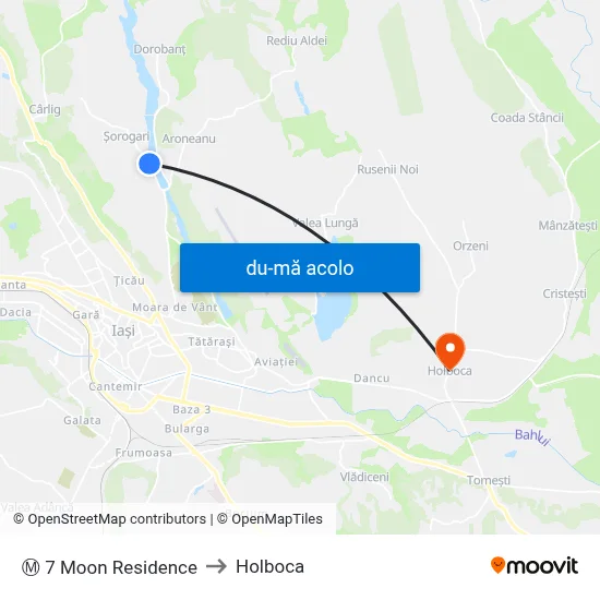 Harta de Ⓜ 7 Moon Residence către Holboca