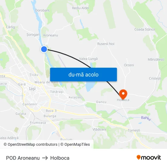 Harta de POD Aroneanu către Holboca